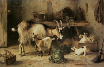 Animal Painting - cachorro de cabra y cachorro
